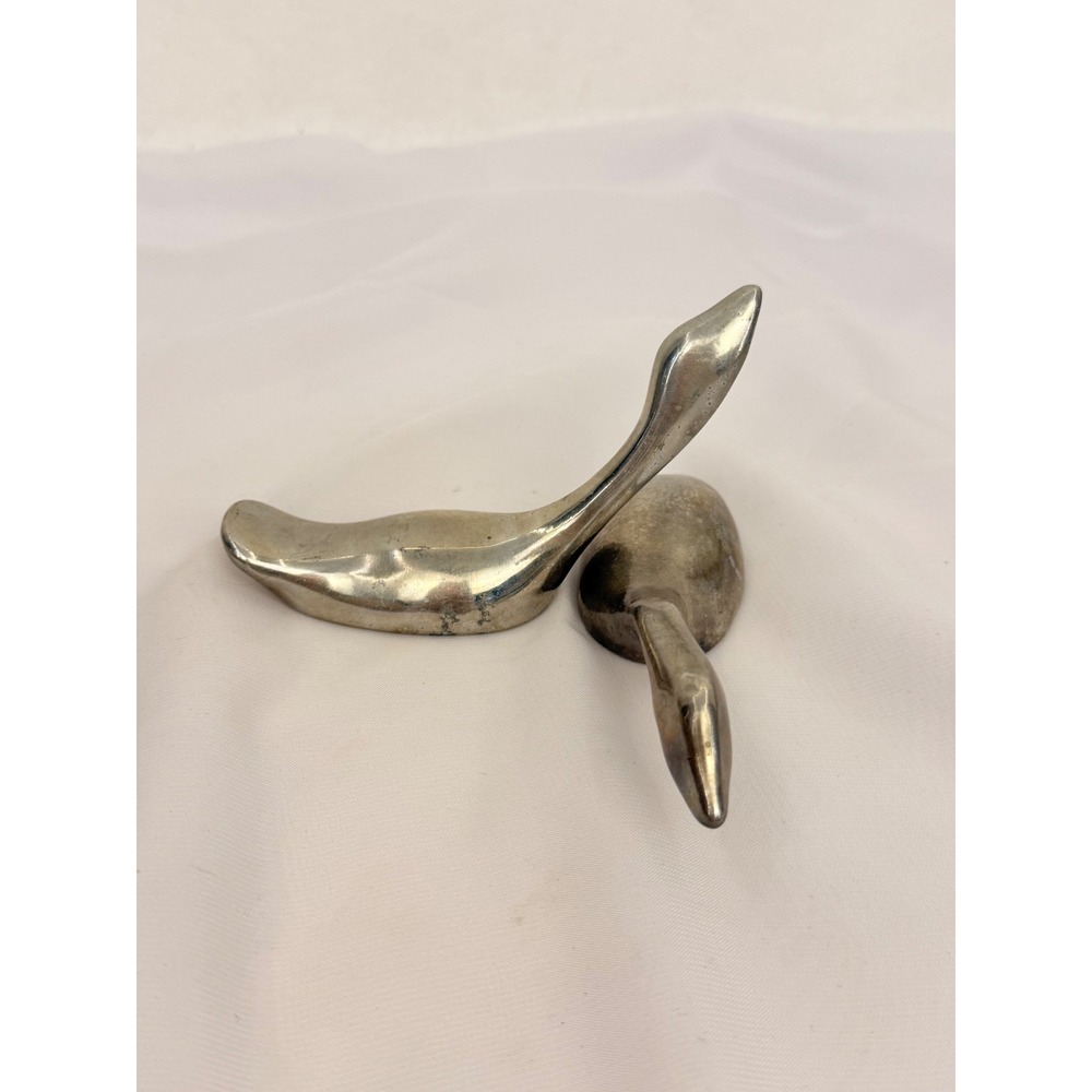 Vintage Hoselton Canada Aluminum Goose Figurines Signed Mid Century Modern Set 2